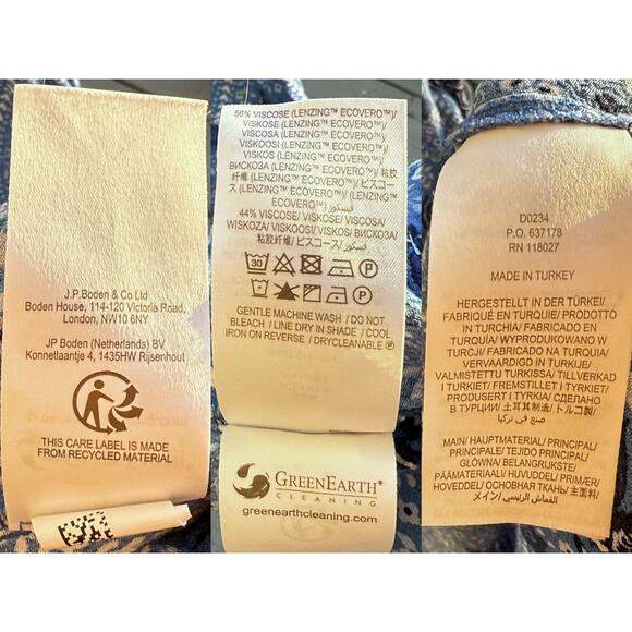 Boden V-neck Midi Dress Mosaic Blue Poppy Bloom Size UK14L US10L - Picture 11 of 11